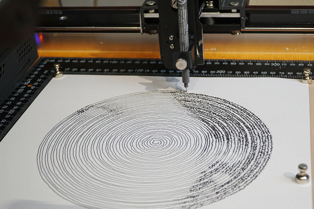 Custom Pen-Plotted Spiral Portrait - Personalized Machine-Drawn Line Art